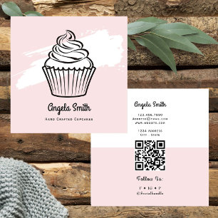 Carte De Visite Carré Site Web Tendance Cupcakes Rose