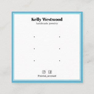 CARTE DE VISITE CARRÉ SKY BLUE BORDER EARRING AFFICHER LOGO SOCIAL