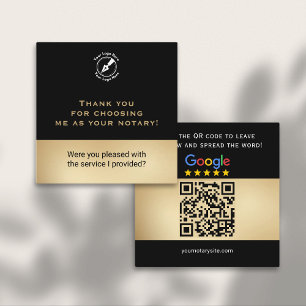 Carte De Visite Carré Sleek Black Google critique QR Code Nota Marketing