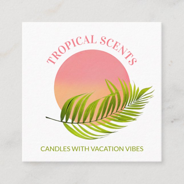 Carte De Visite Carré Soap Et Bougie Du Logo Tropical Sunset (Devant)