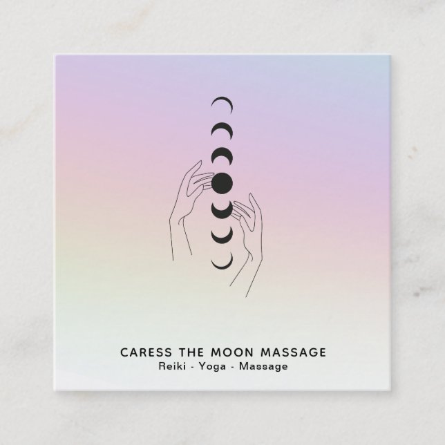 Carte De Visite Carré *~* S'Occuper De La Lune Phases Des Mains Célestes (Devant)