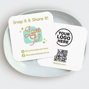 Carte De Visite Carré Social Media Snap and Share, QR Code