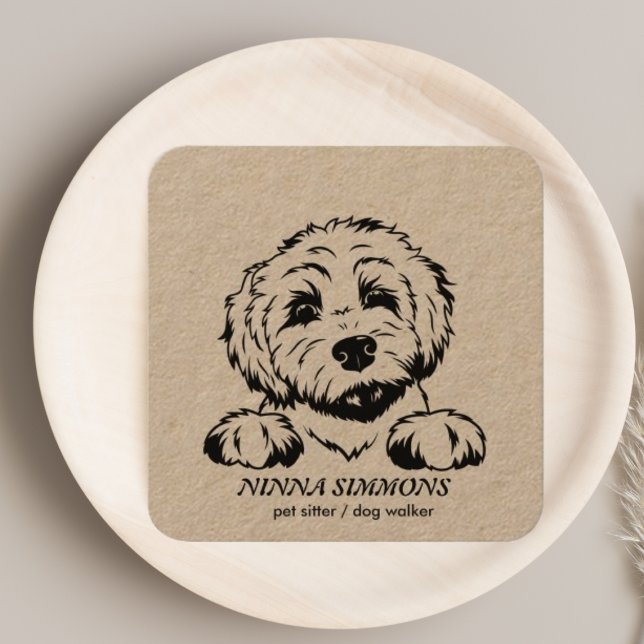 Carte De Visite Carré Soin pour animaux de compagnie mignonne Chien Walk (Créateur téléchargé)