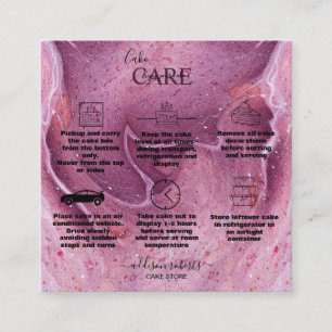 Carte De Visite Carré Soins de gâteau d'encre rose moderne