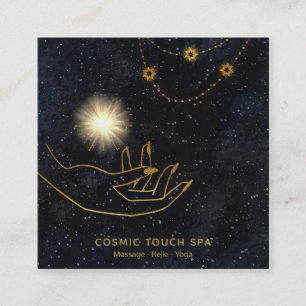 Carte De Visite Carré *~* Soins de l'énergie  Mains des étoiles cosmique