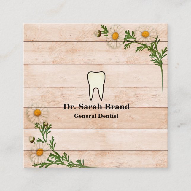 Carte De Visite Carré Soins dentaires floraux élégants pour les dentiste (Devant)
