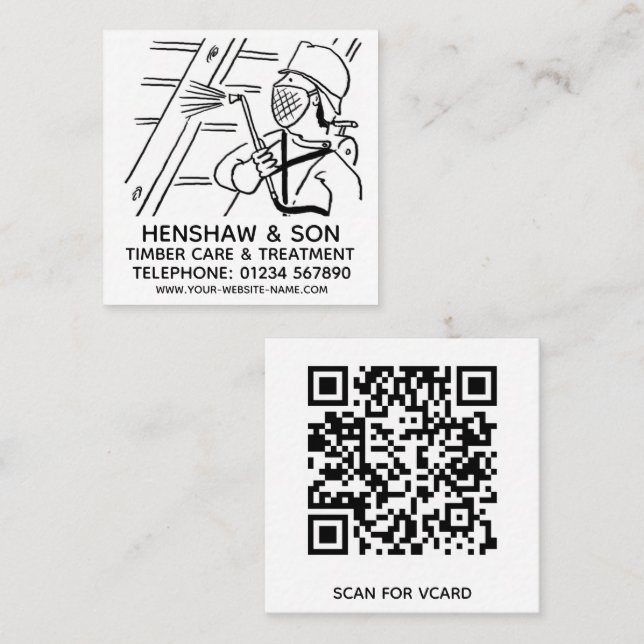 Carte De Visite Carré Soins du bois et traitement du bois (Devant / Derrière)