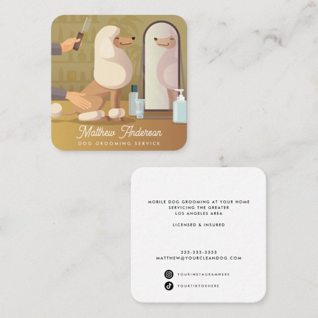 Carte De Visite Carré Soins pour animaux de compagnie adorables (Devant / Derrière)