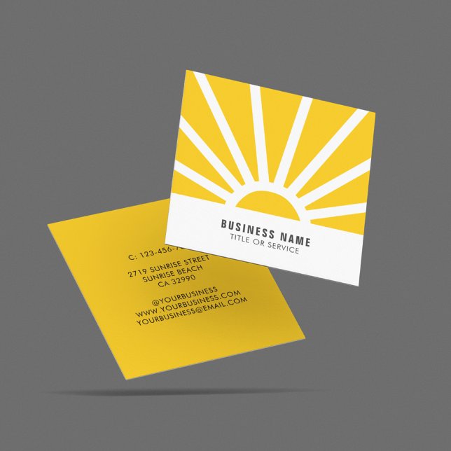Carte De Visite Carré Soleil brillant moderne Sunrise Sunrise Yellow Whi (Créateur téléchargé)