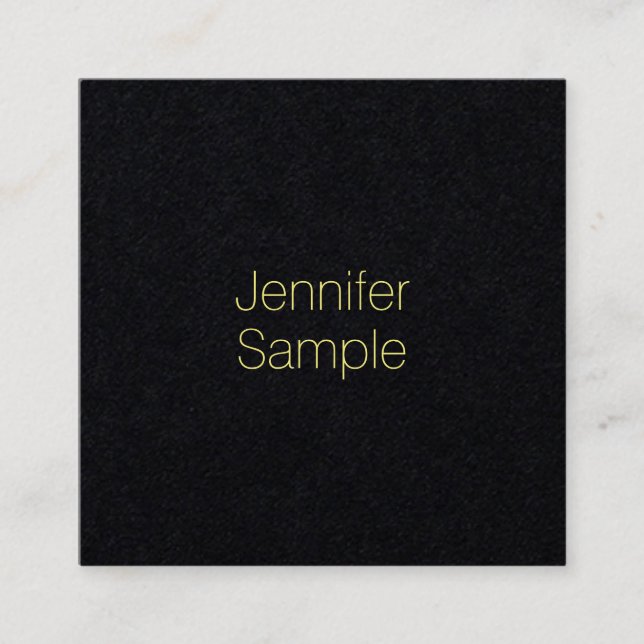 Carte De Visite Carré Sophistiqué Premium Black Gold Texte moderne (Devant)