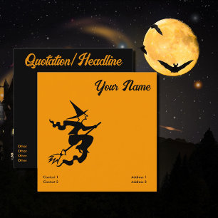 Carte De Visite Carré sorcière volante effrayante