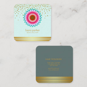 Carte De Visite Carré Spa de méditation de Yoga de Fleur de Lotus rose