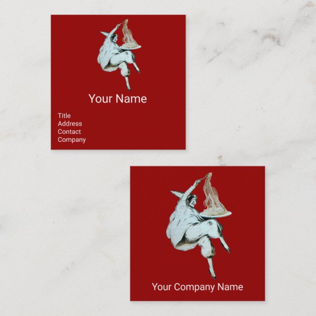 Carte De Visite Carré SPAGHETTI PARTY CUISINE ITALIENNE, RESTAURANT Roug (Devant / Derrière)