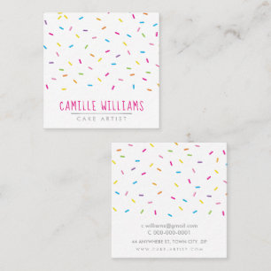 Carte De Visite Carré SPRINKLES moderne joli motif à motif coloré fête