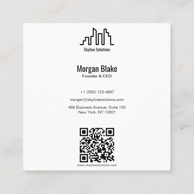 Carte De Visite Carré Square Business Card with Minimalist Design (Dos)