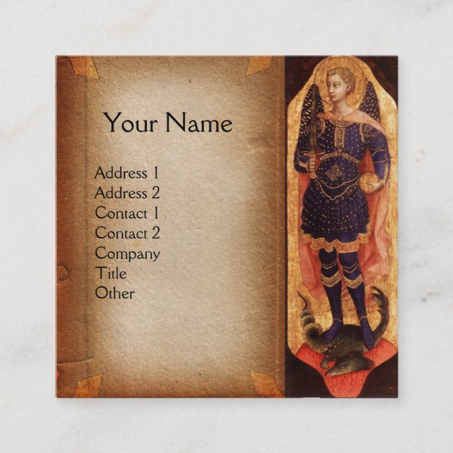 Carte De Visite Carré ST MICHAEL ARCHANGEL ET DRAGON PARchEMENT (Devant)