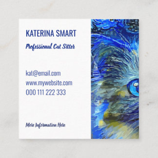 Carte De Visite Carré Starry Night mignonne Animau Chat Portrait Modèle 