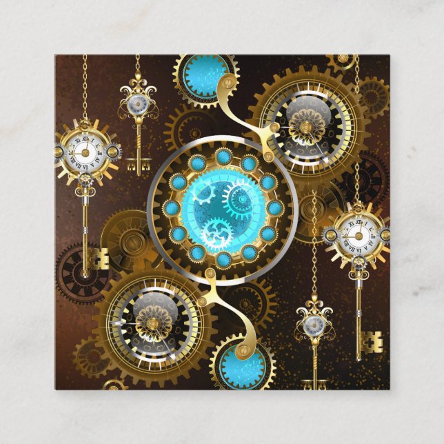 Carte De Visite Carré Steampunk Arrière - plan rouillé avec des lentille (Devant)