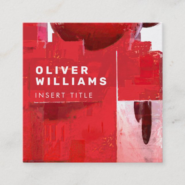 Carte De Visite Carré Structure Abstraite rouge professionnelle moderne (Devant)