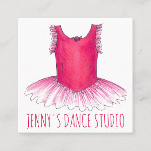 Carte De Visite Carré Studio de danse Ballerina Tutu rose Professeur