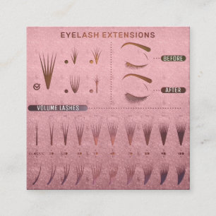 Carte De Visite Carré Studio d'extension Eyelash Magasin Beauté Rose 