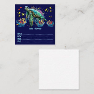 Carte De Visite Carré Style d'aquarelle sous-marine de tortue marine