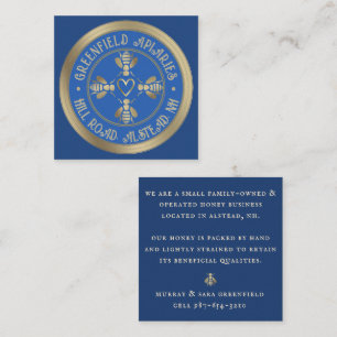 Carte De Visite Carré Style Honeybee Design Royal Blue avec or