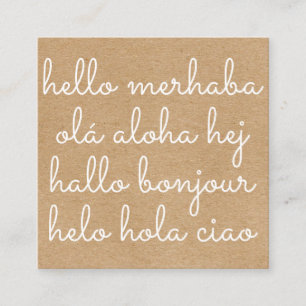 Carte De Visite Carré Style international Hello Rustic Kraft