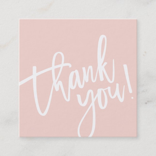 Carte De Visite Carré STYLE MINIMAL simple bordure rose pâle merci (Devant)