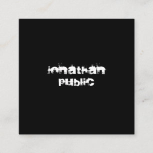 Carte De Visite Carré Style moderne Distressed Text Noir Blanc Modèle B&