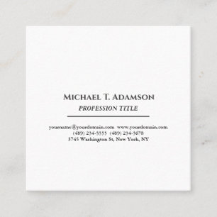 Carte De Visite Carré Style Rétro Élégant Simple Uni Noir & Blanc