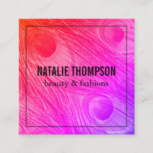 Carte De Visite Carré Stylish Bright Peacock Feathers