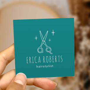 Carte De Visite Carré Styliste Cheveux Cute Minimaliste Scissor Salon Tu