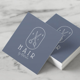 Carte De Visite Carré Styliste cheveux minimaliste ciseau Logo Marine Sa
