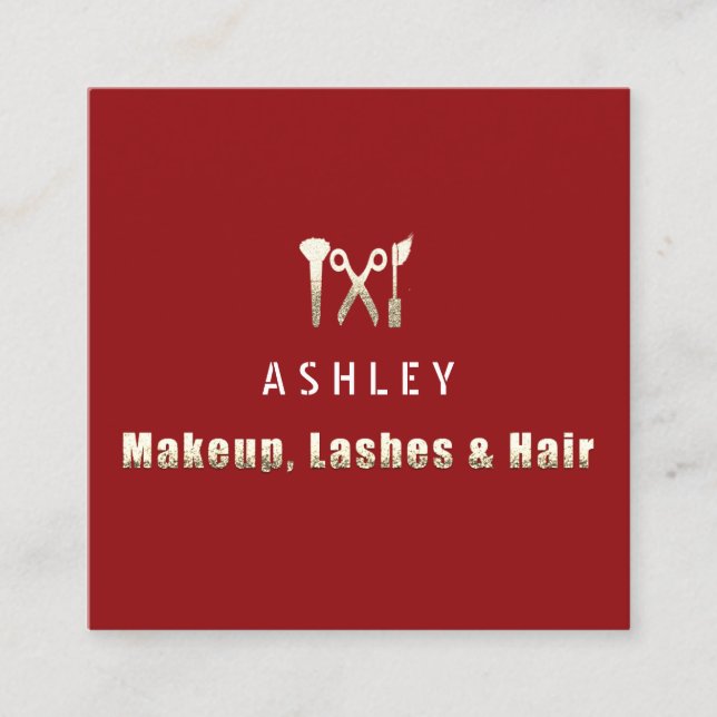 Carte De Visite Carré Styliste de cheveux Salon de maquillage Lashes de  (Devant)