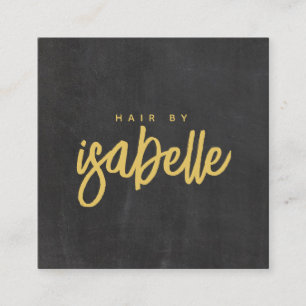Carte De Visite Carré Styliste minimaliste des cheveux Mustard Script no