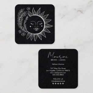 Carte De Visite Carré Sun Flowers Boho Line Art Élégant médias sociaux