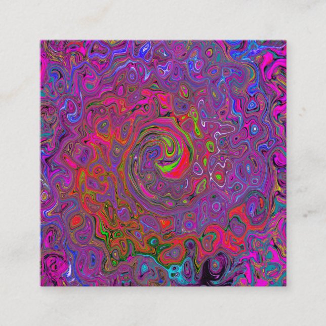 Carte De Visite Carré Super psychédélique Magenta Retro Liquide Swirl (Devant)