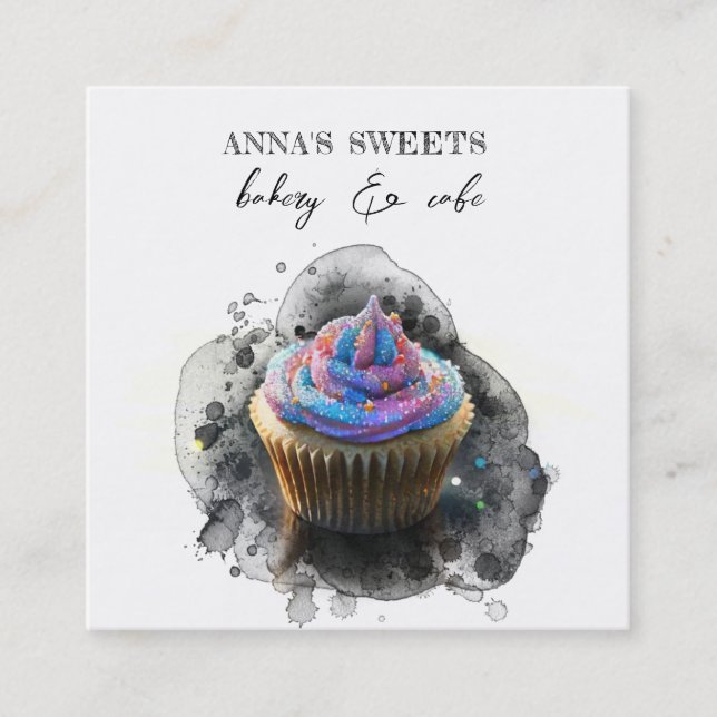 Carte De Visite Carré *~* Sweet Shop 3 QR Backery Cupcake (Devant)