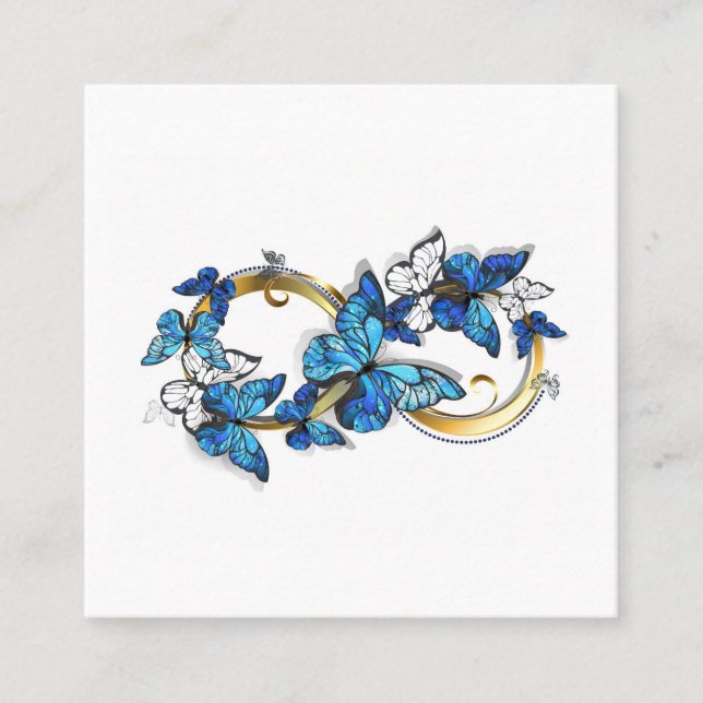 Carte De Visite Carré Symbol Infinity of Blue Morpho Butterflies (Devant)