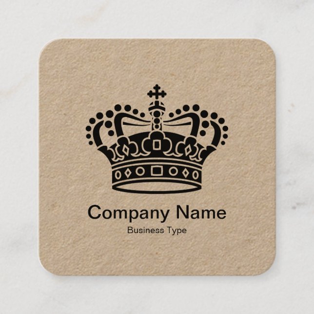 Carte De Visite Carré Symbole de la Couronne - Kraft (Devant)