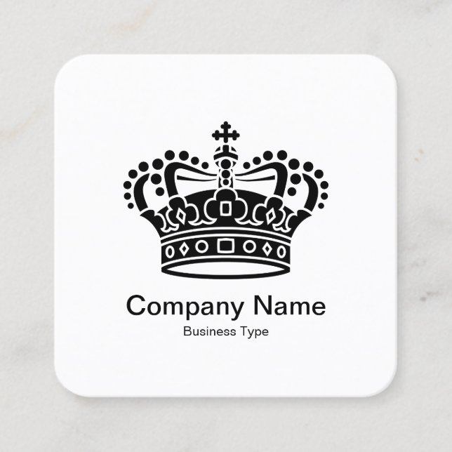 Carte De Visite Carré Symbole de la couronne - Noir sur Blanc (Devant)