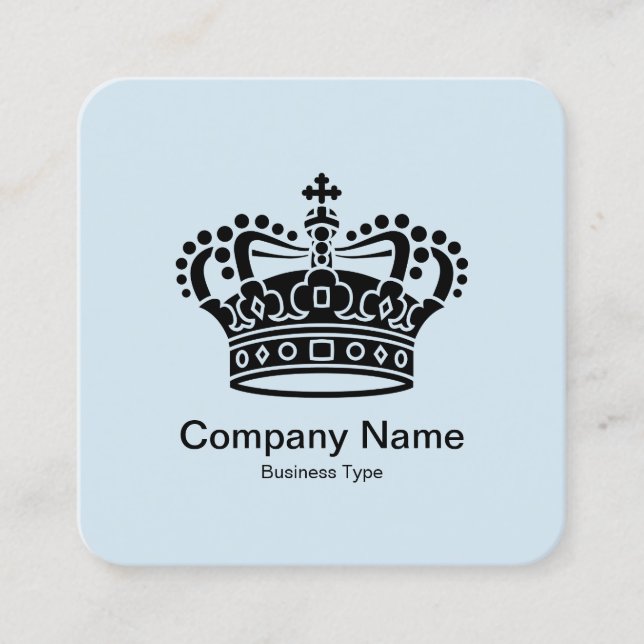 Carte De Visite Carré Symbole de la couronne - Noir sur bleu pâle (Devant)