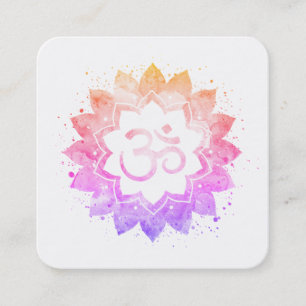 Carte De Visite Carré *~* Symbole de Lotus Spirituel Mandala Om Aum