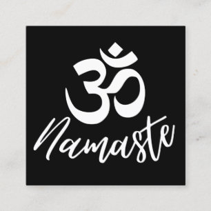 Carte De Visite Carré Symbole de méditation HIndu (Aum) noir et blanc