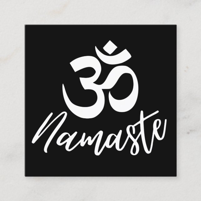 Carte De Visite Carré Symbole de méditation HIndu (Aum) noir et blanc (Devant)