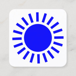 Carte De Visite Carré Symbole de soleil 02 - Bleu sur blanc