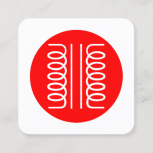 Carte De Visite Carré Symbole de transformateur électrique - Rouge et Bl