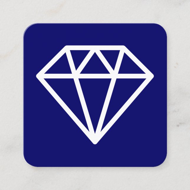 Carte De Visite Carré Symbole diamant - Blanc sur bleu foncé (Devant)