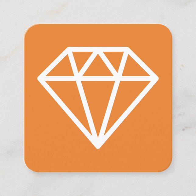 Carte De Visite Carré Symbole diamant - Blanc sur orange (Devant)